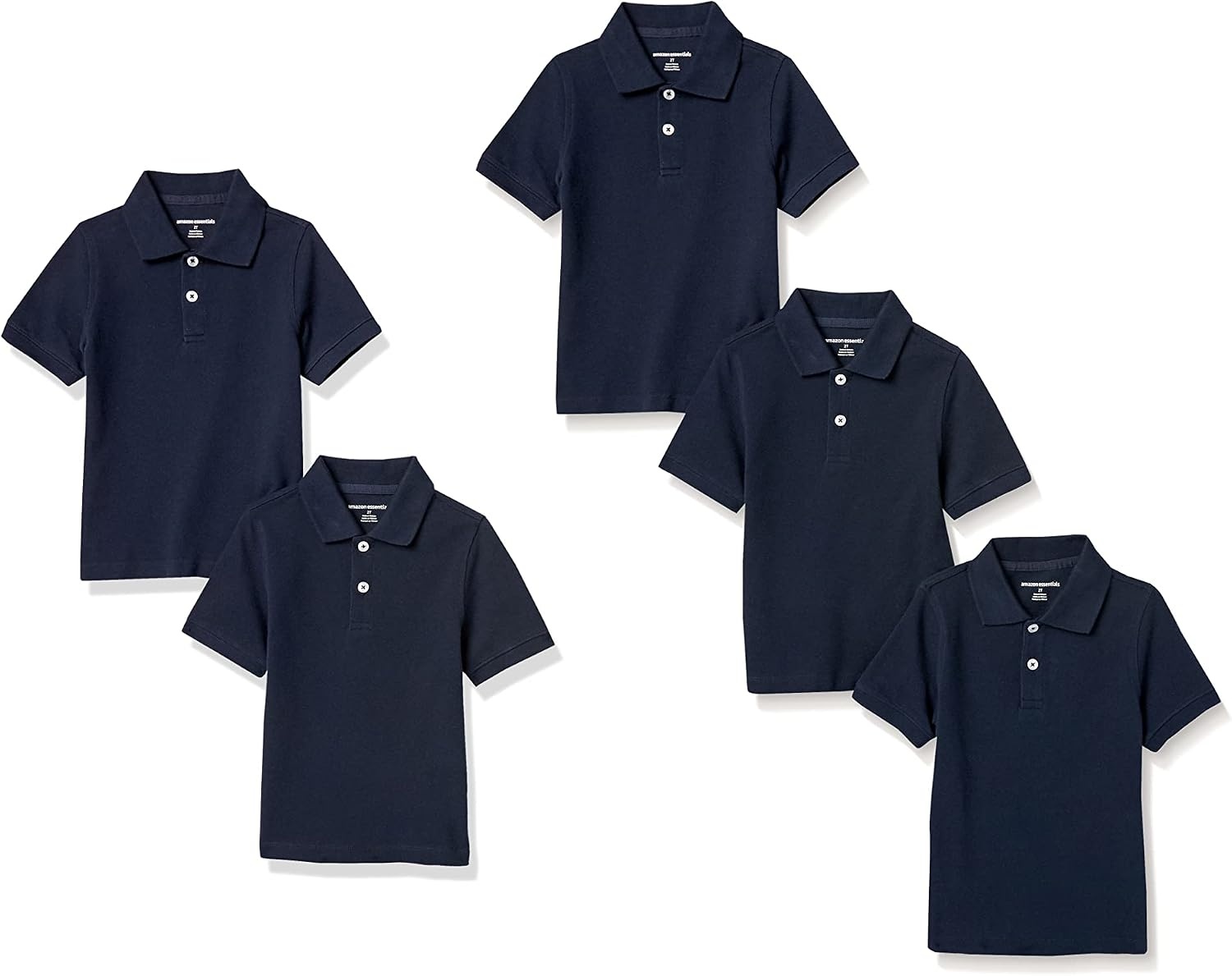 image:imageAmazon Essentials Toddler Boys School Uniform ShortSleeve Pique Polo Shirts Breathable Cotton Button Closure MultipacksNavy