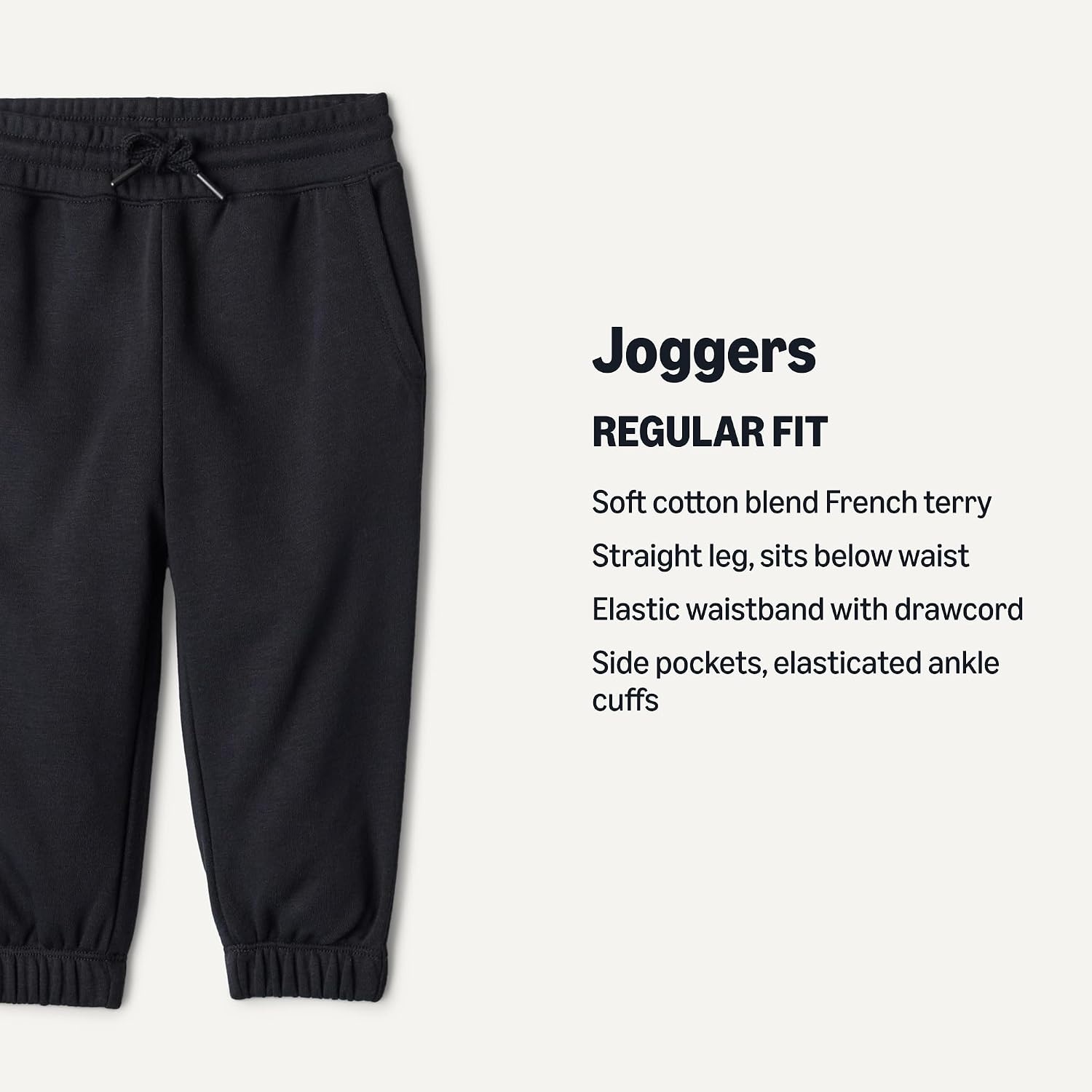 image:imageAmazon Essentials Unisex Kids Cotton JoggersBlack