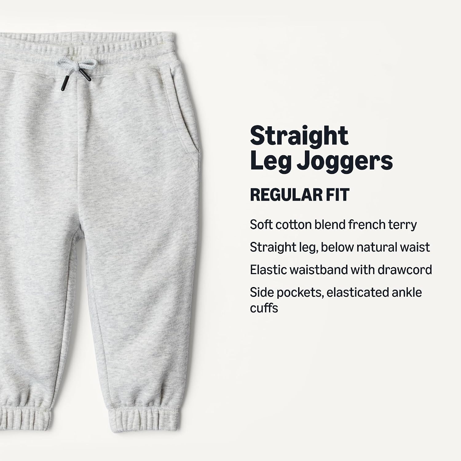 image:imageAmazon Essentials Unisex Kids Cotton JoggersLight Grey Heather