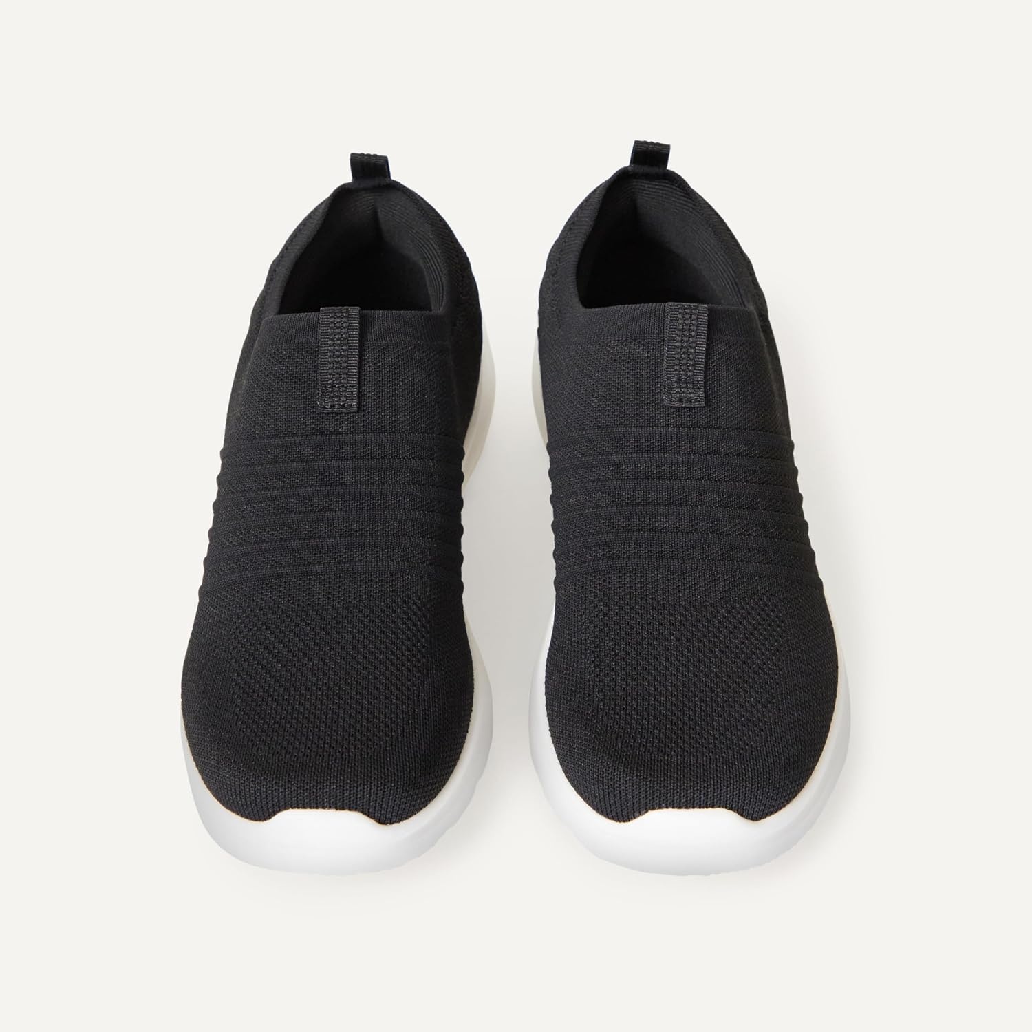 image:imageAmazon Essentials Unisex Kids Knit Light Weight Slip On SneakerBlackWhite