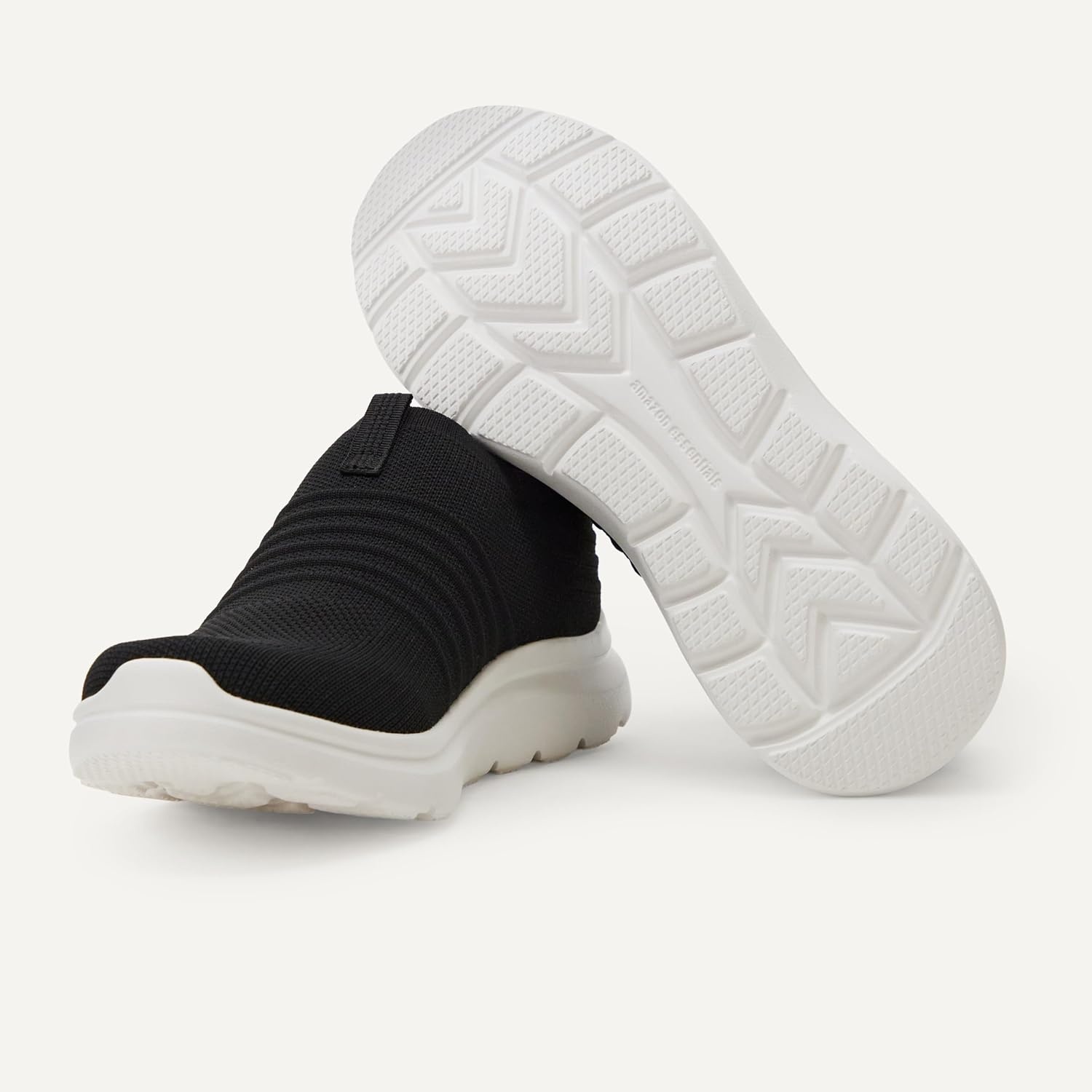 image:imageAmazon Essentials Unisex Kids Knit Light Weight Slip On SneakerBlackWhite