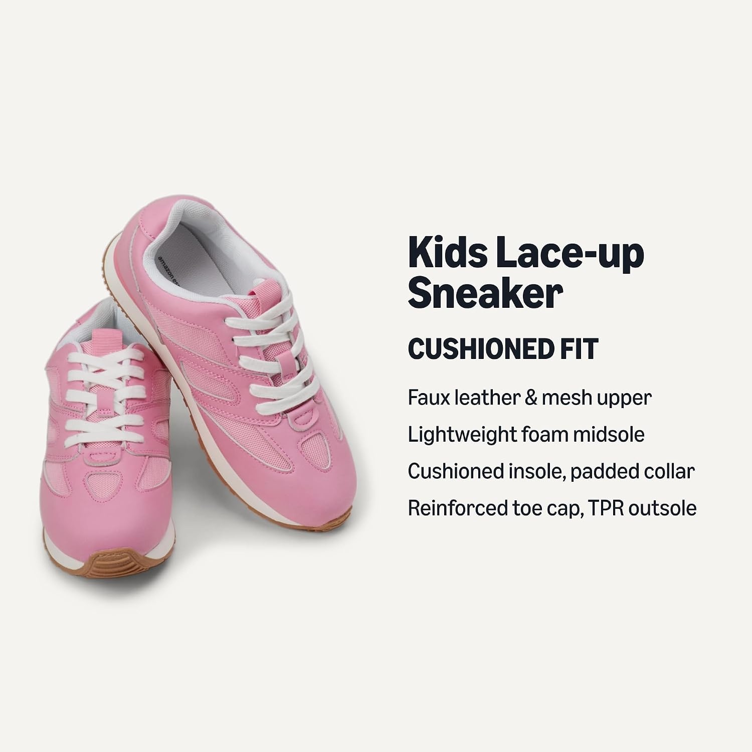 image:imageAmazon Essentials Unisex Kids Lace Up Sneakers for Boys and GirlsPink