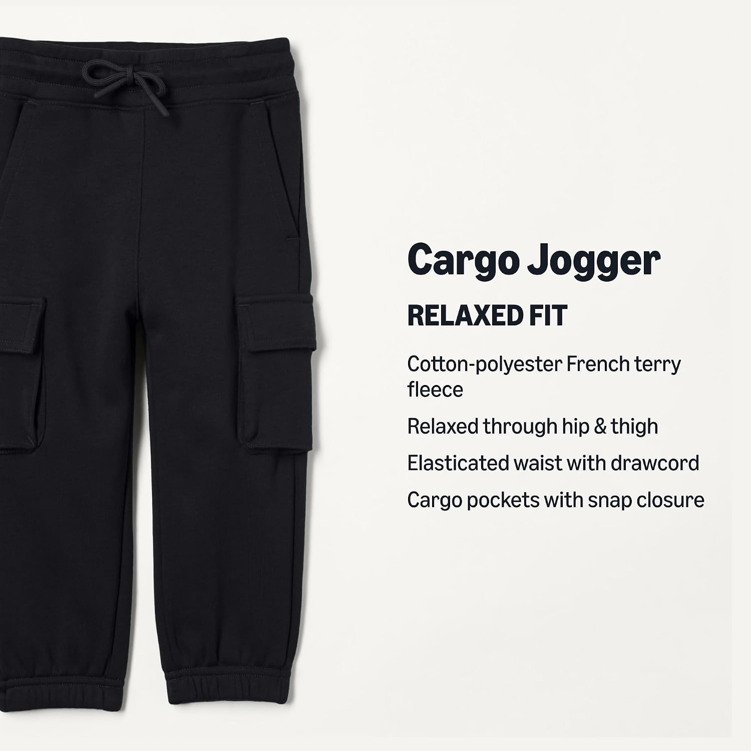 image:imageAmazon Essentials Unisex Kids and Toddlers Cargo JoggerBlackNavy