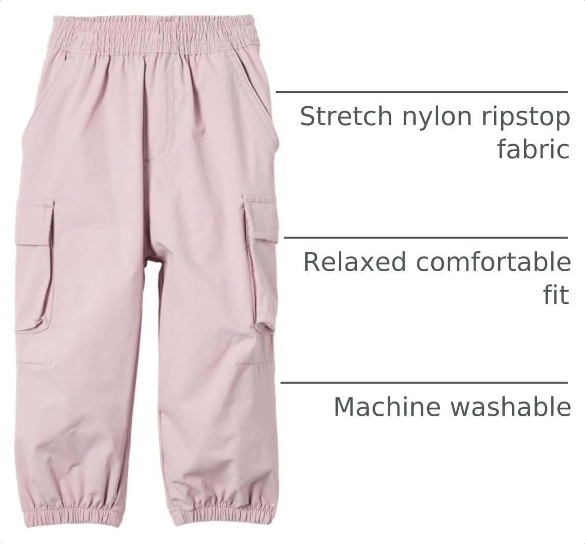 image:imageAmazon Essentials Unisex Kids and Toddlers Cargo Parachute Pants Joggers with Elastic Waist Drawstring Pull OnDusty Lilac