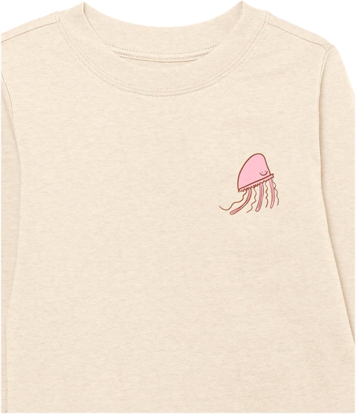 image:imageAmazon Essentials Unisex Kids and Toddlers LongSleeve Organic Cotton Rib Cuff TShirt Pack of 2Cream JellyfishPink