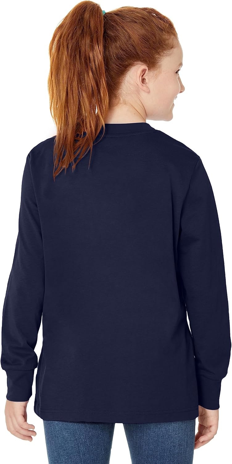 image:imageAmazon Essentials Unisex Kids and Toddlers LongSleeve Organic Cotton Rib Cuff TShirt Pack of 2Dark NavyGrey Heather