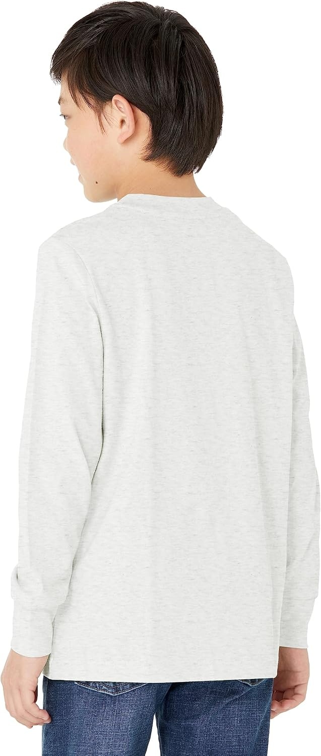 image:imageAmazon Essentials Unisex Kids and Toddlers LongSleeve Organic Cotton Rib Cuff TShirt Pack of 2Dark NavyGrey Heather