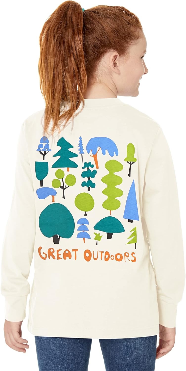 image:imageAmazon Essentials Unisex Kids and Toddlers LongSleeve Organic Cotton Rib Cuff TShirt Pack of 2Light OliveOffwhite Great Outdoors