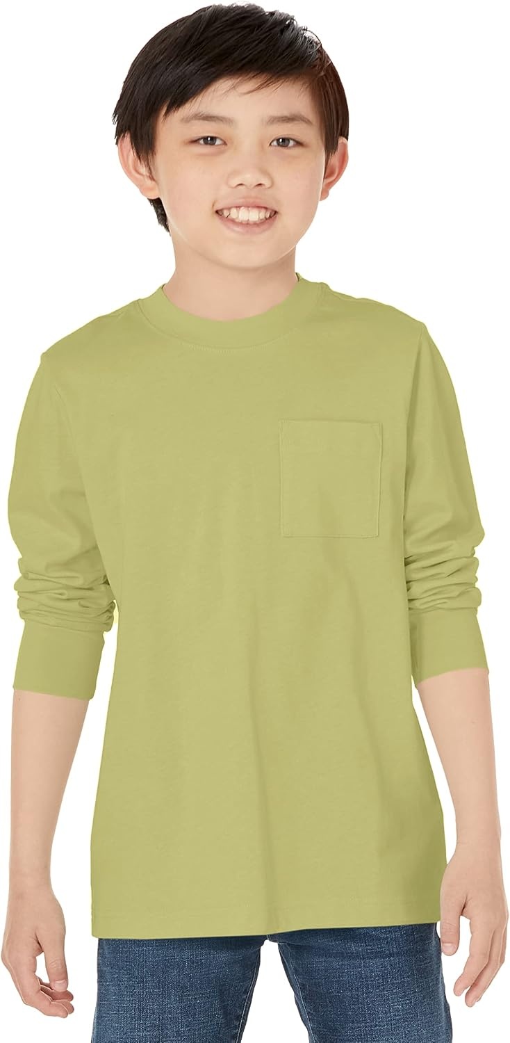 image:imageAmazon Essentials Unisex Kids and Toddlers LongSleeve Organic Cotton Rib Cuff TShirt Pack of 2Light OliveOffwhite Great Outdoors