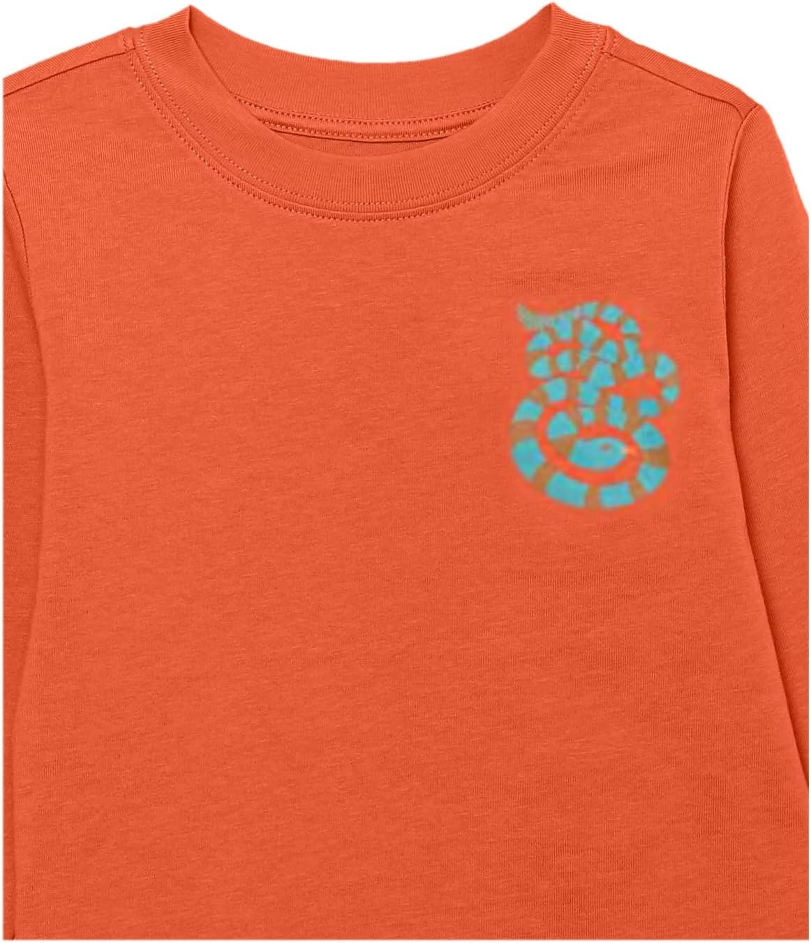 image:imageAmazon Essentials Unisex Kids and Toddlers LongSleeve Organic Cotton Rib Cuff TShirt Pack of 2Light OrangeMelon Orange Snake