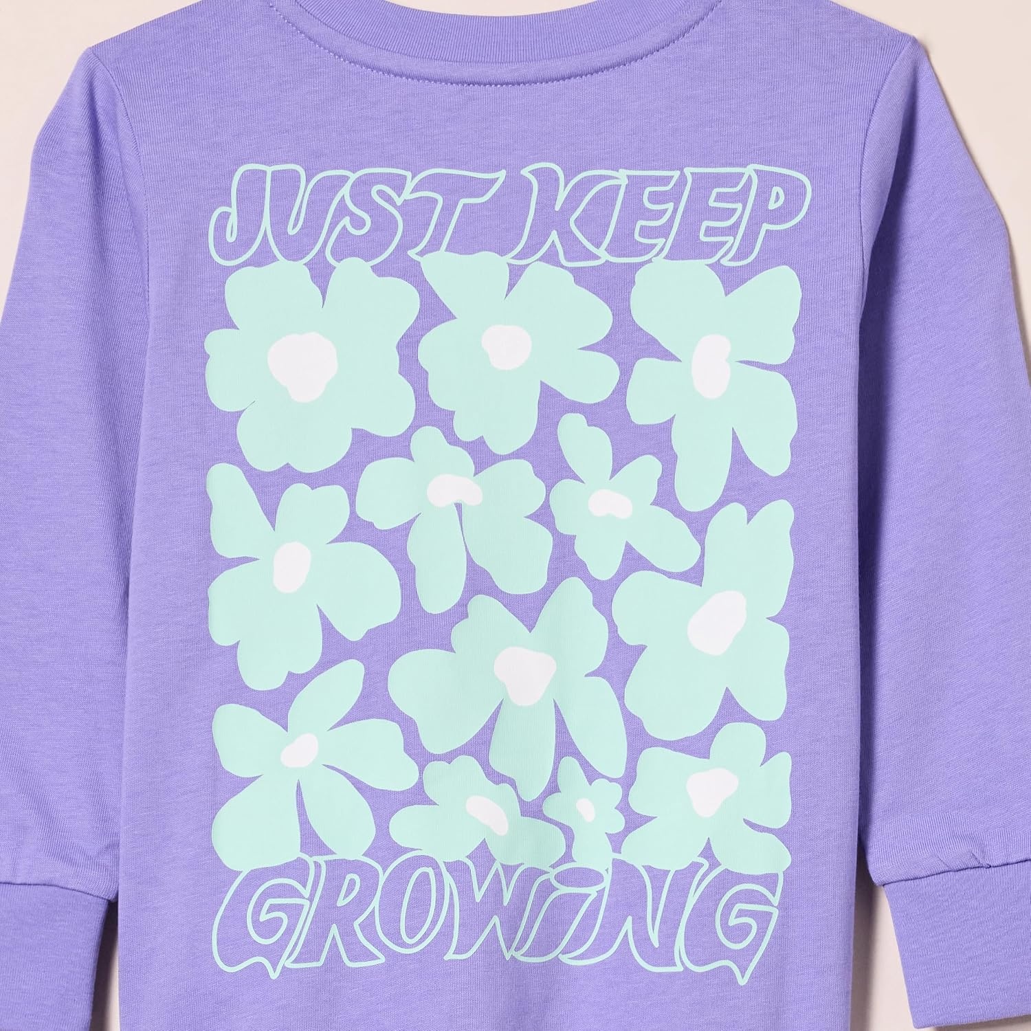 image:imageAmazon Essentials Unisex Kids and Toddlers LongSleeve Organic Cotton Rib Cuff TShirt Pack of 2Light PurpleMint Green Flowers