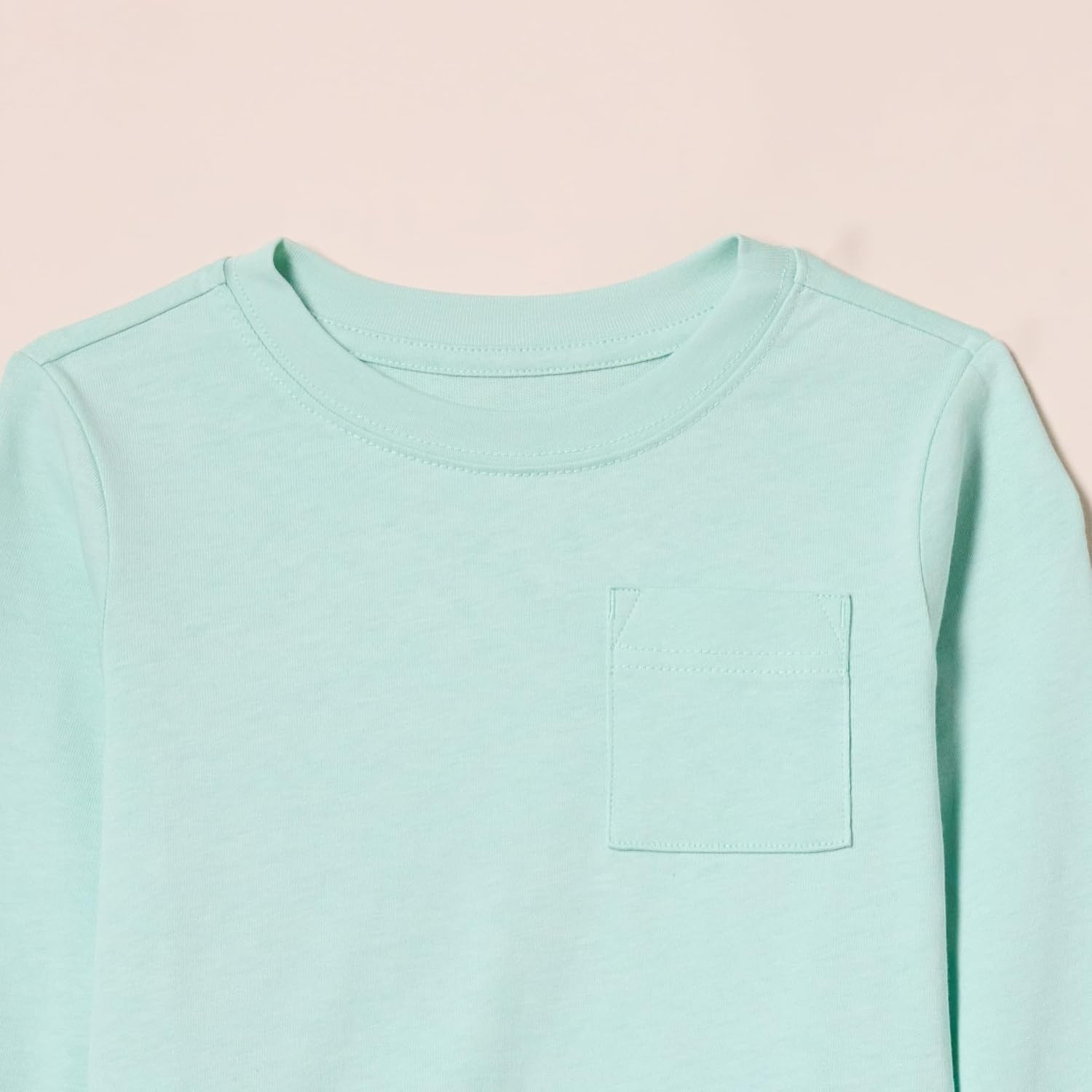 image:imageAmazon Essentials Unisex Kids and Toddlers LongSleeve Organic Cotton Rib Cuff TShirt Pack of 2Light PurpleMint Green Flowers