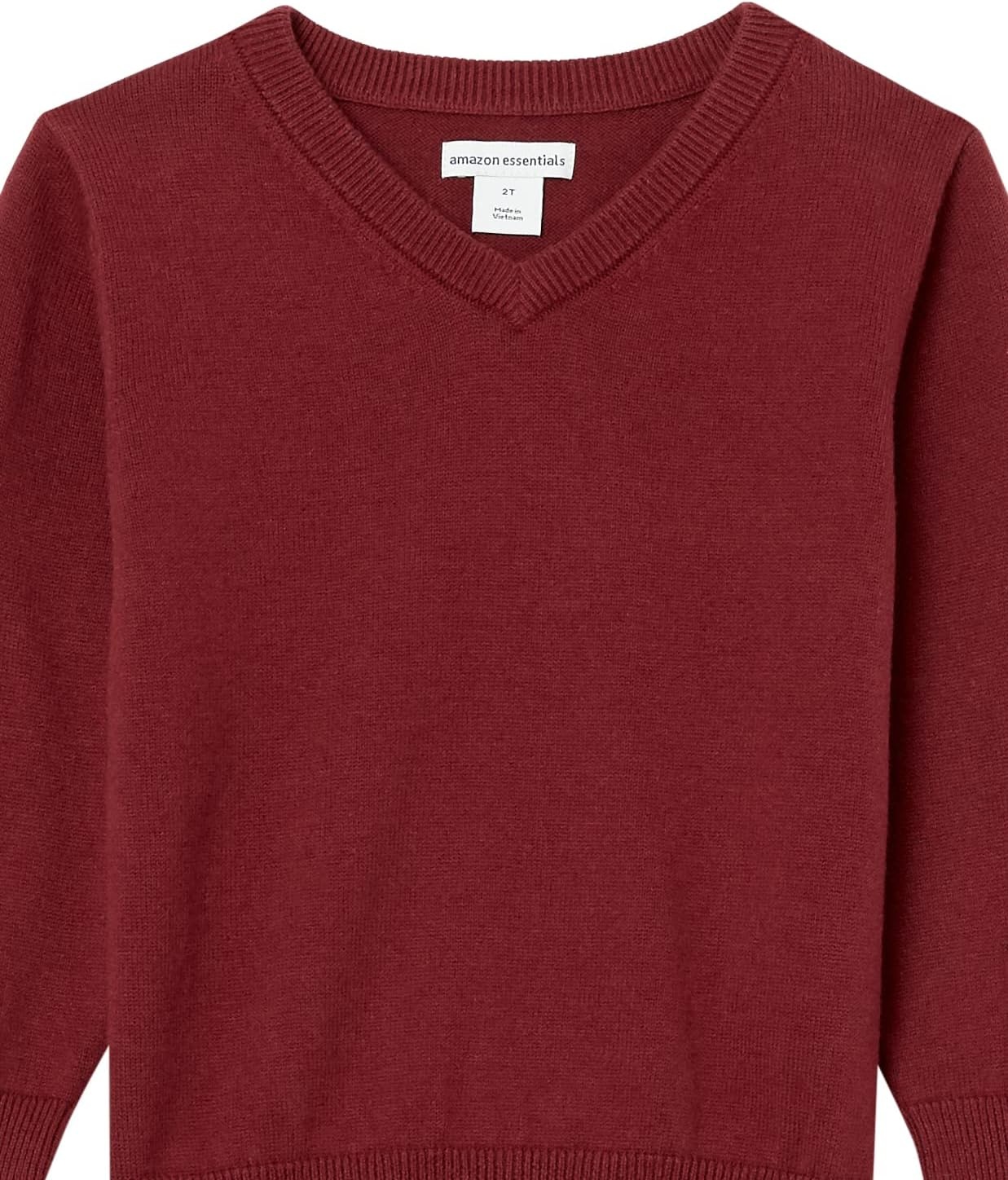 image:imageAmazon Essentials Unisex Kids and Toddlers Uniform Cotton VNeck Pullover Knit SweaterBurgundy Heather