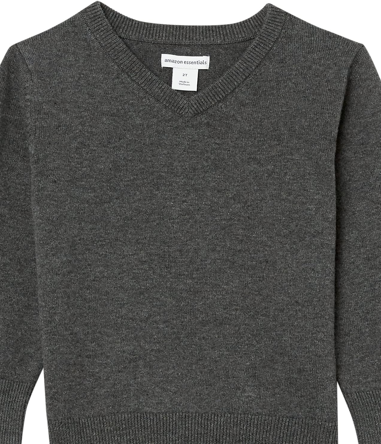 image:imageAmazon Essentials Unisex Kids and Toddlers Uniform Cotton VNeck Pullover Knit SweaterCharcoal Heather