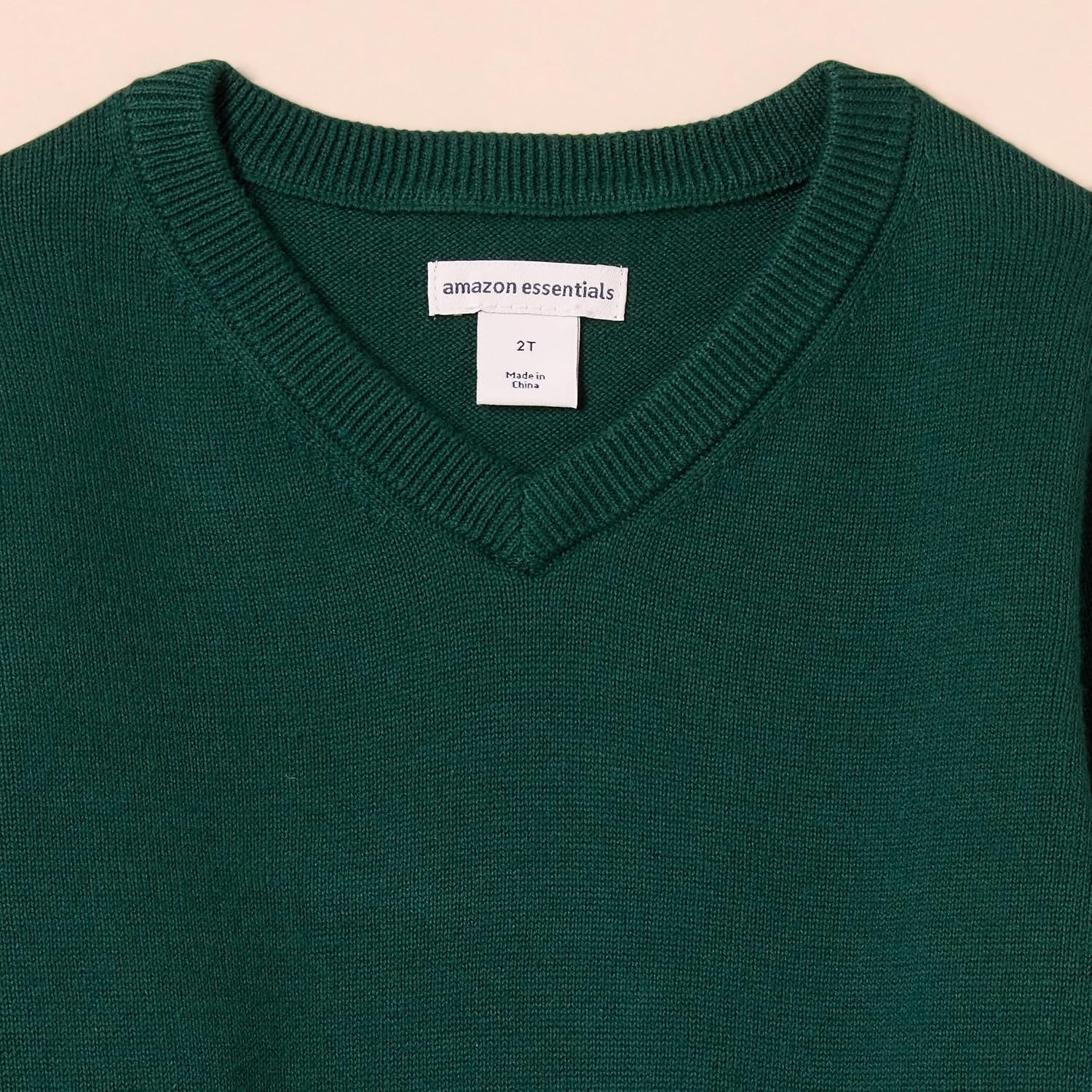 image:imageAmazon Essentials Unisex Kids and Toddlers Uniform Cotton VNeck Pullover Knit SweaterDark Green Heather