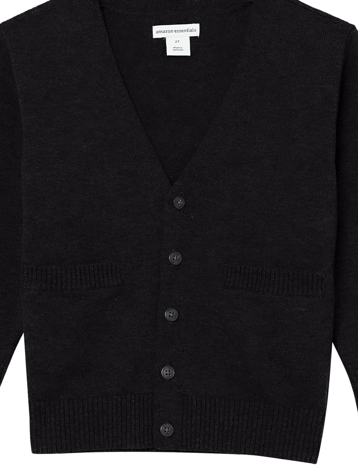 image:imageAmazon Essentials Unisex Kids and Toddlers VNeck Cotton Uniform Cardigan Sweaters Pack of 22pack Black