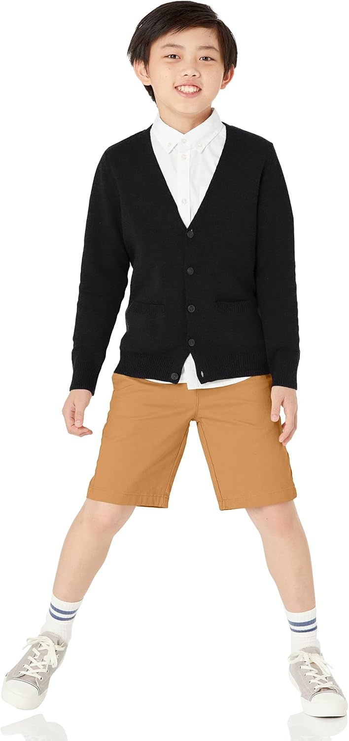 image:imageAmazon Essentials Unisex Kids and Toddlers VNeck Cotton Uniform Cardigan Sweaters Pack of 22pack Black