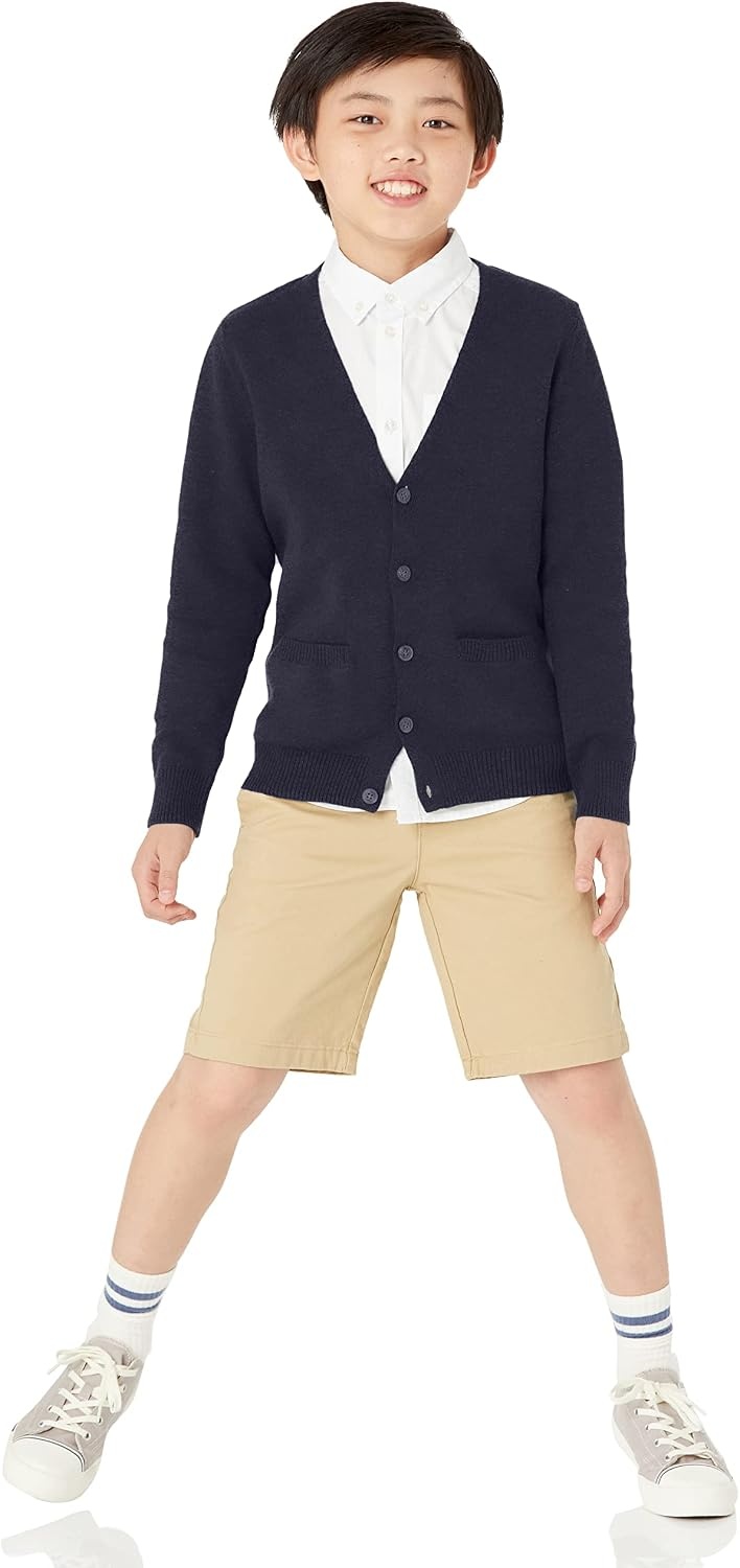 image:imageAmazon Essentials Unisex Kids and Toddlers VNeck Cotton Uniform Cardigan Sweaters Pack of 22pack Navy