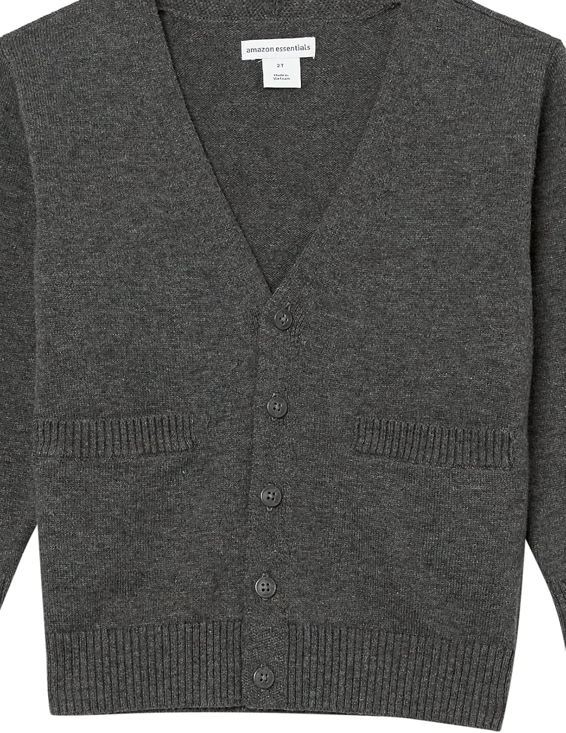 image:imageAmazon Essentials Unisex Kids and Toddlers VNeck Cotton Uniform Cardigan Sweaters Pack of 2Charcoal Heather