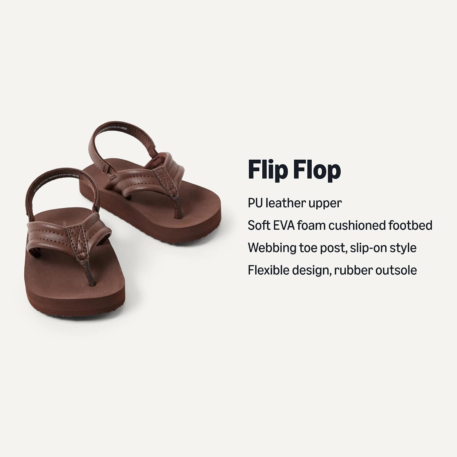 image:imageAmazon Essentials Unisex Toddlers Flip Flop Sandals with Backstrap for Boys and GirlsBrown