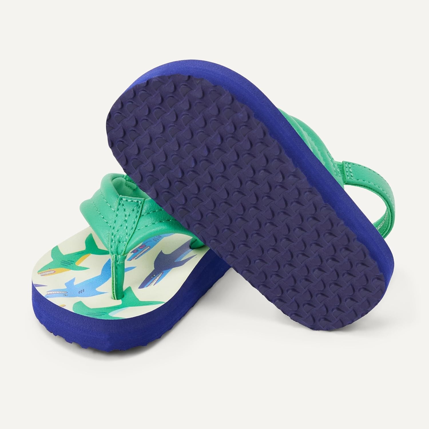 image:imageAmazon Essentials Unisex Toddlers Flip Flop Sandals with Backstrap for Boys and GirlsGreen Shark