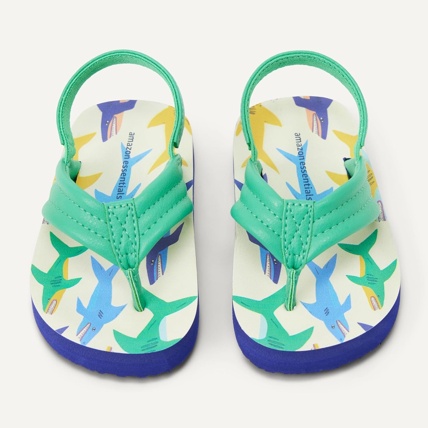image:imageAmazon Essentials Unisex Toddlers Flip Flop Sandals with Backstrap for Boys and GirlsGreen Shark