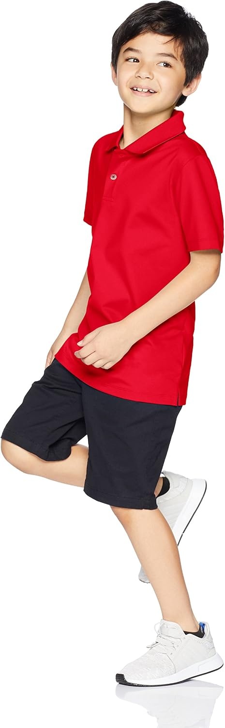 image:imageAmazon Essentials boys ShortSleeve Active Performance Polo ShirtsBlackRed