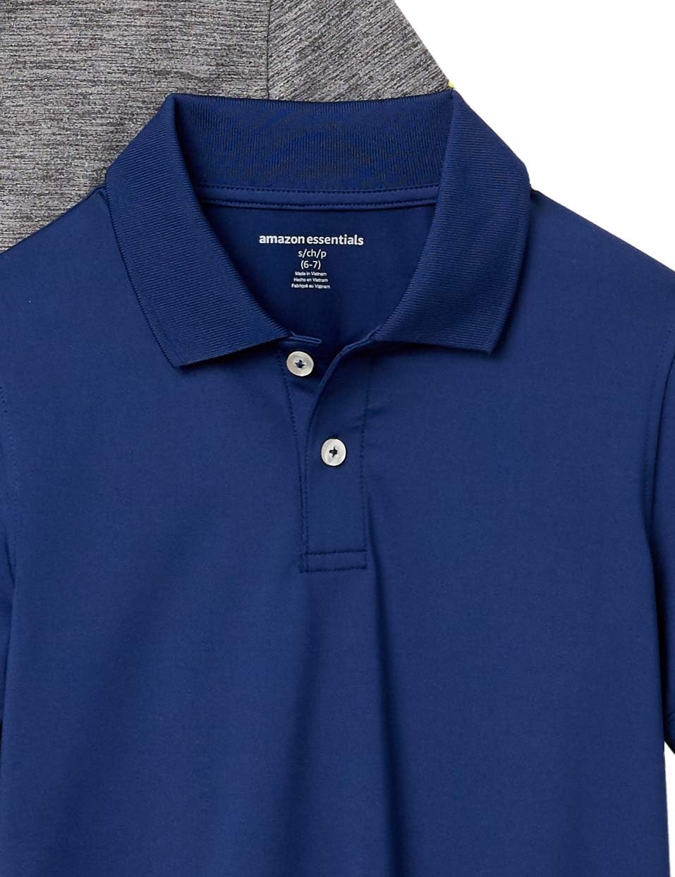 image:imageAmazon Essentials boys ShortSleeve Active Performance Polo ShirtsNavyGrey