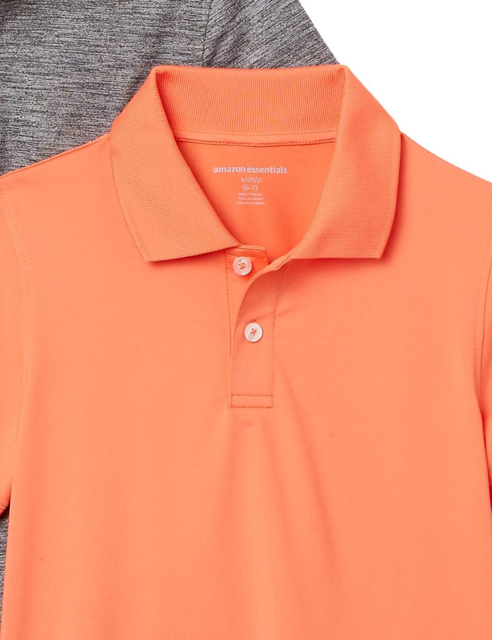 image:imageAmazon Essentials boys ShortSleeve Active Performance Polo ShirtsOrangeGrey