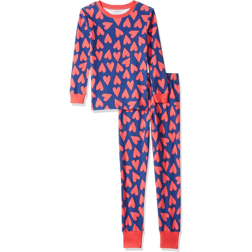 image:imageAmazon Essentials Babies Toddlers and Boys SnugFit Cotton Rib Pajama Sleepwear Sets MultipacksBlue Hearts