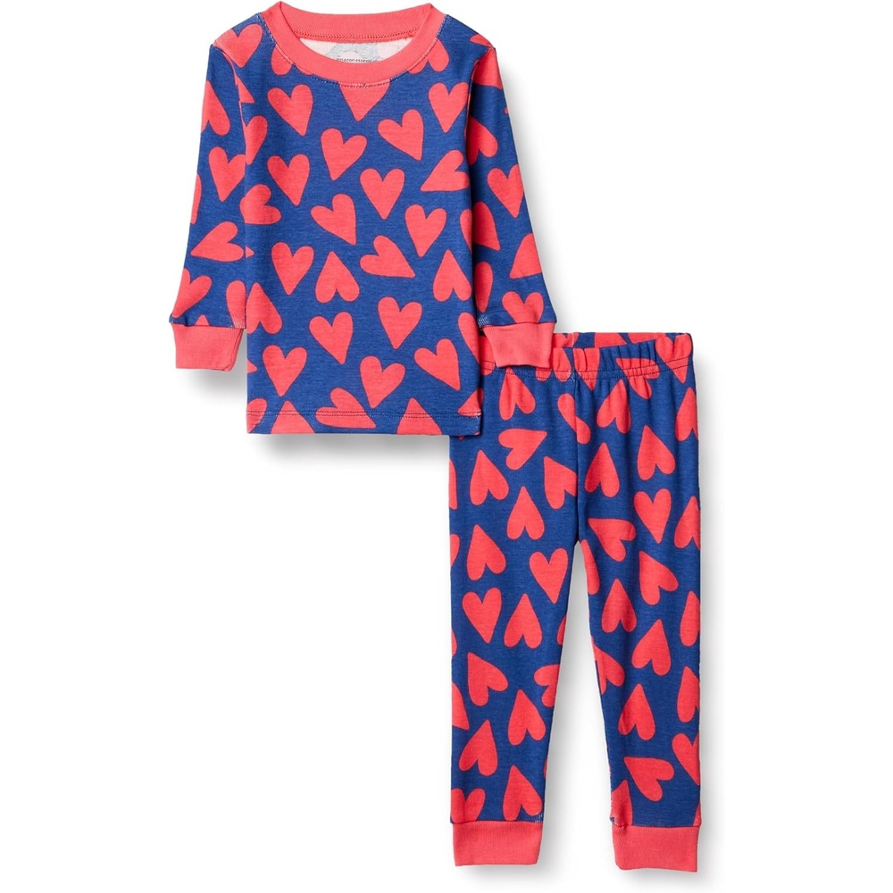image:imageAmazon Essentials Babies Toddlers and Boys SnugFit Cotton Rib Pajama Sleepwear Sets MultipacksBlue Orange Hearts
