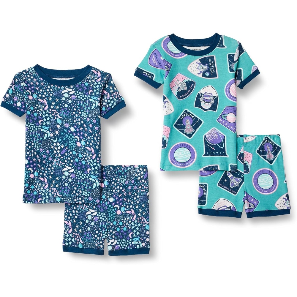image:imageAmazon Essentials Babies Toddlers and Boys SnugFit Cotton Rib Pajama Sleepwear Sets MultipacksPlanetStars Print