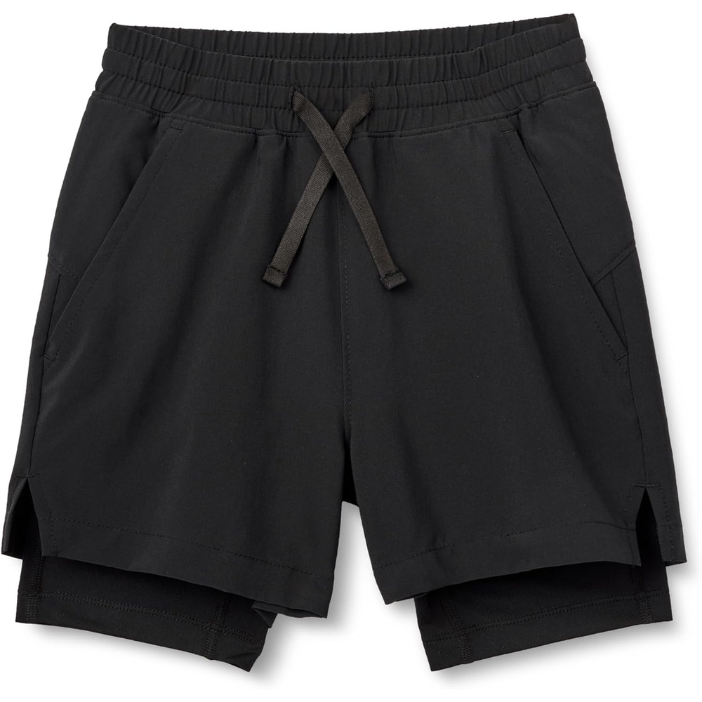 image:imageAmazon Essentials Boys Active Performance Stretch Woven Athletic Training Shorts with LinerBlack
