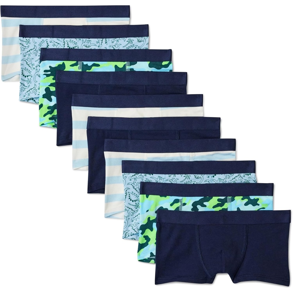 image:imageAmazon Essentials Boys Cotton Jersey Boxer Brief UnderwearCamoflage Dinosaur Stripes