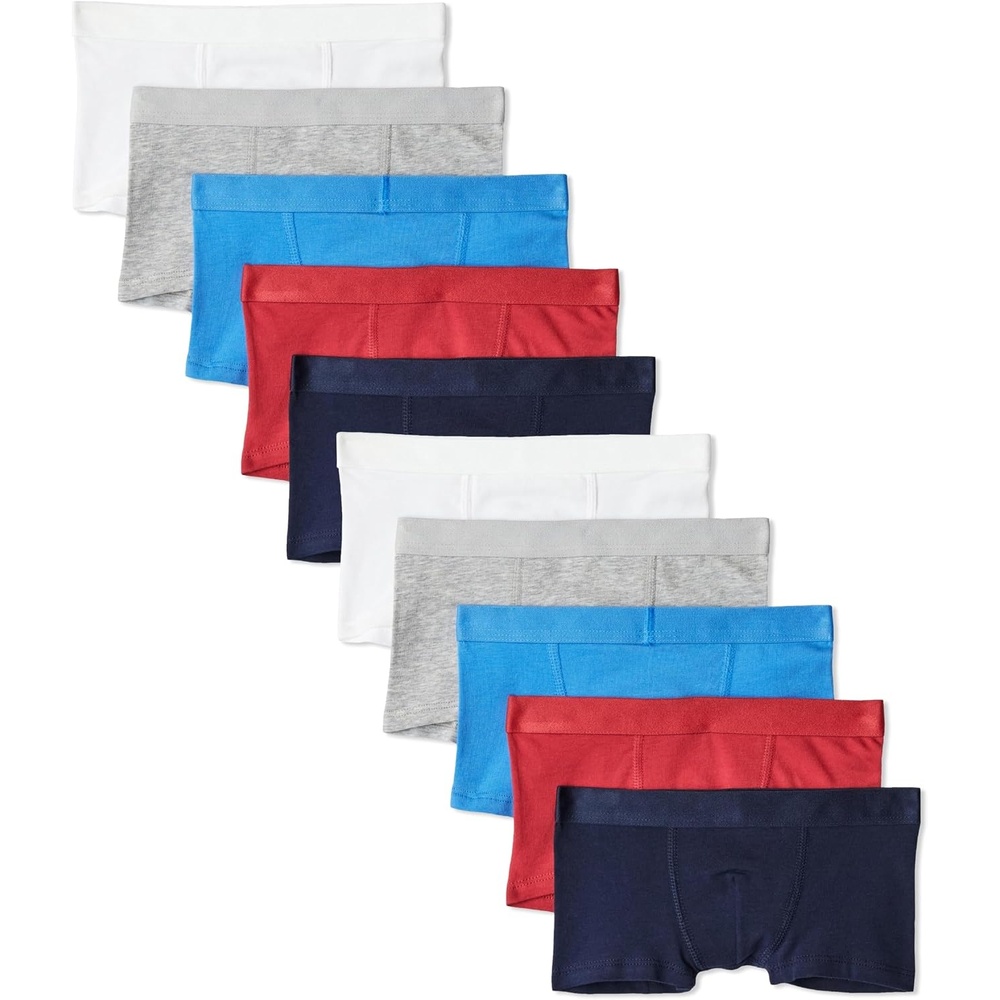 image:imageAmazon Essentials Boys Cotton Jersey Boxer Brief UnderwearGrey Red Navy