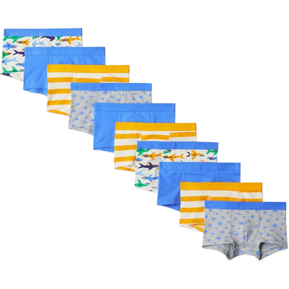 image:imageAmazon Essentials Boys Cotton Jersey Boxer Brief UnderwearSharks Stars Stripes