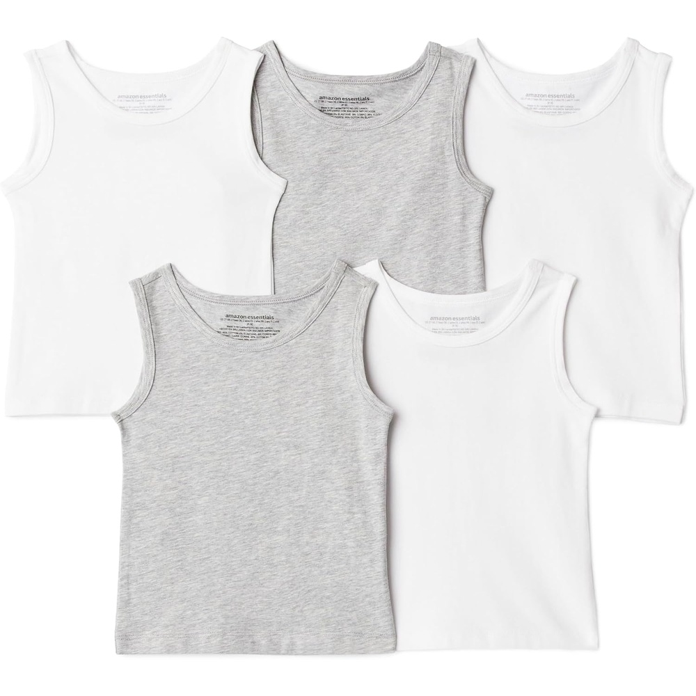 image:imageAmazon Essentials Boys Cotton Jersey Tank Top UndershirtLight Grey Heather White