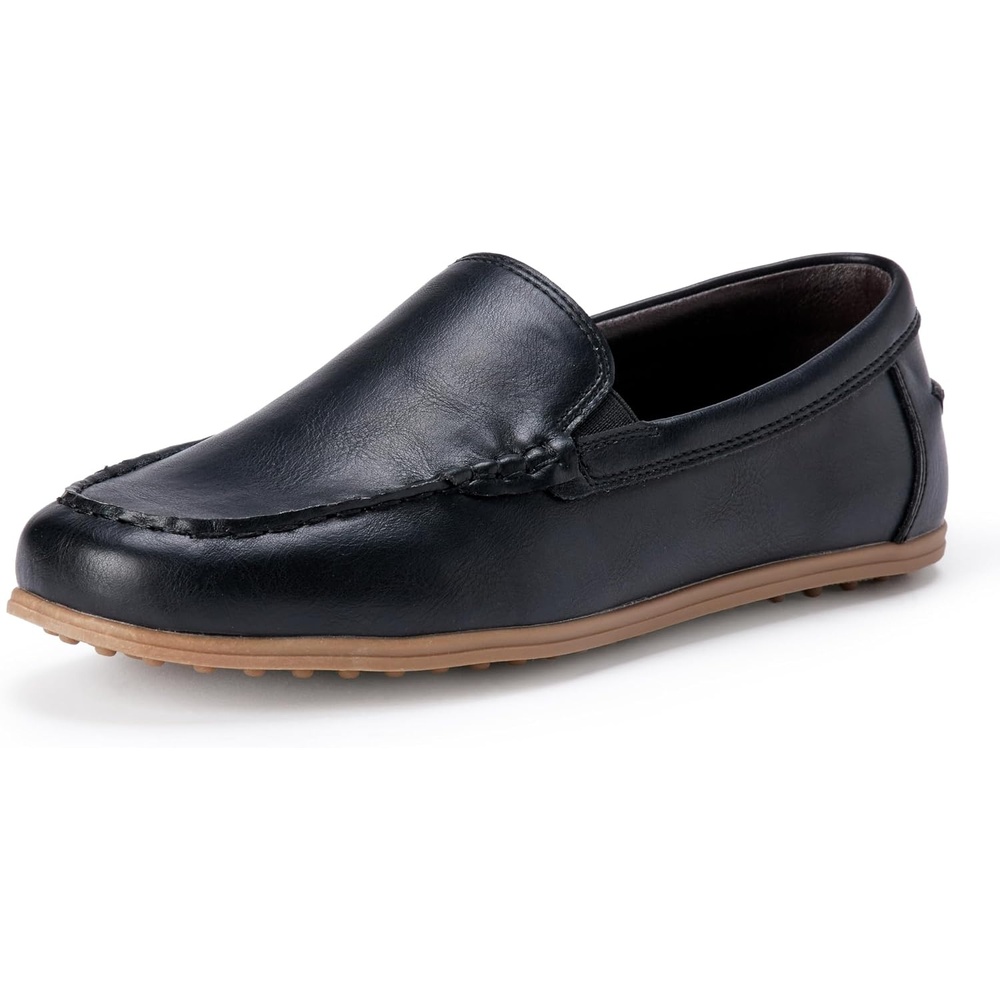 image:imageAmazon Essentials Boys Faux Leather Moc Toe Slipon LoafersBlack