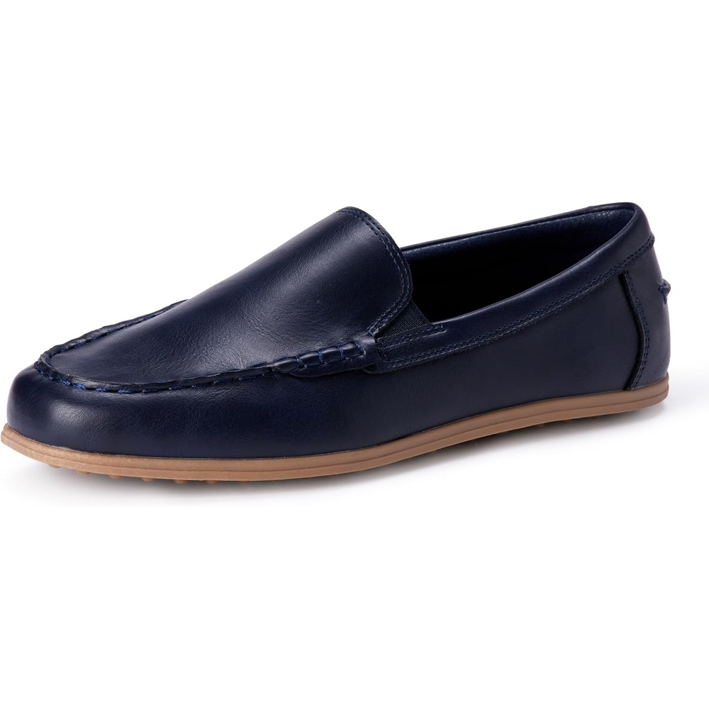 image:imageAmazon Essentials Boys Faux Leather Moc Toe Slipon LoafersNavy