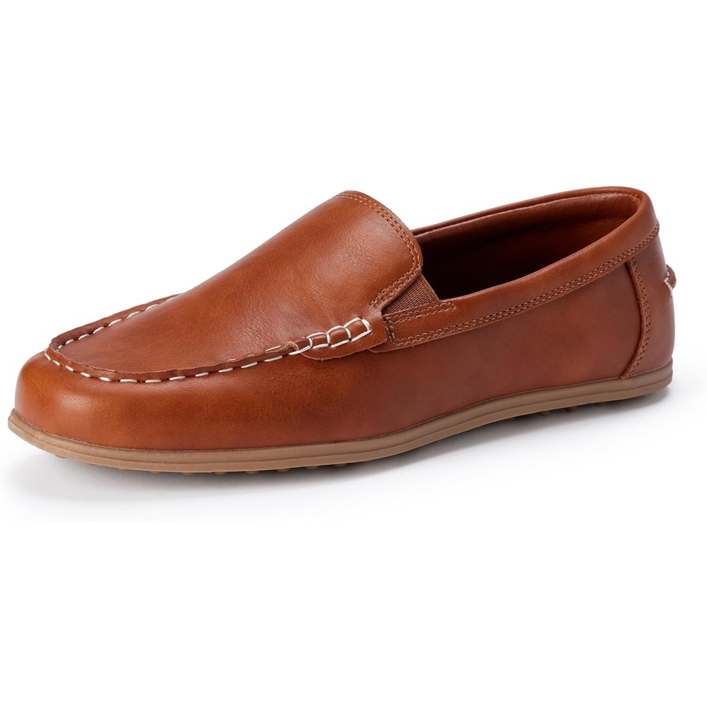 image:imageAmazon Essentials Boys Faux Leather Moc Toe Slipon LoafersTan
