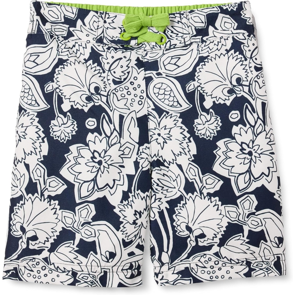 image:imageAmazon Essentials Boys Quick Dry Swimming Board Shorts Swim TrunksNavy Folk Floral