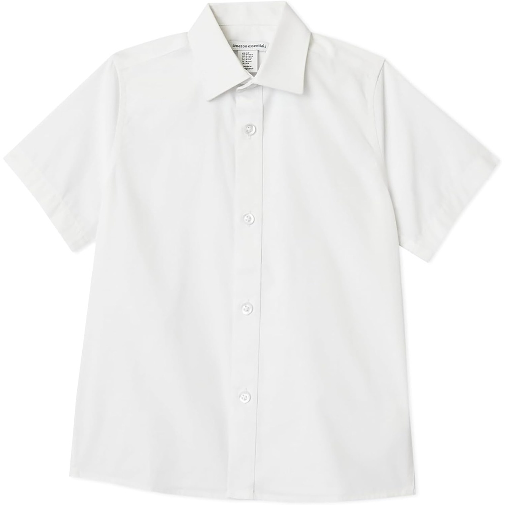 image:imageAmazon Essentials Boys Short Sleeve Poplin ShirtBright White
