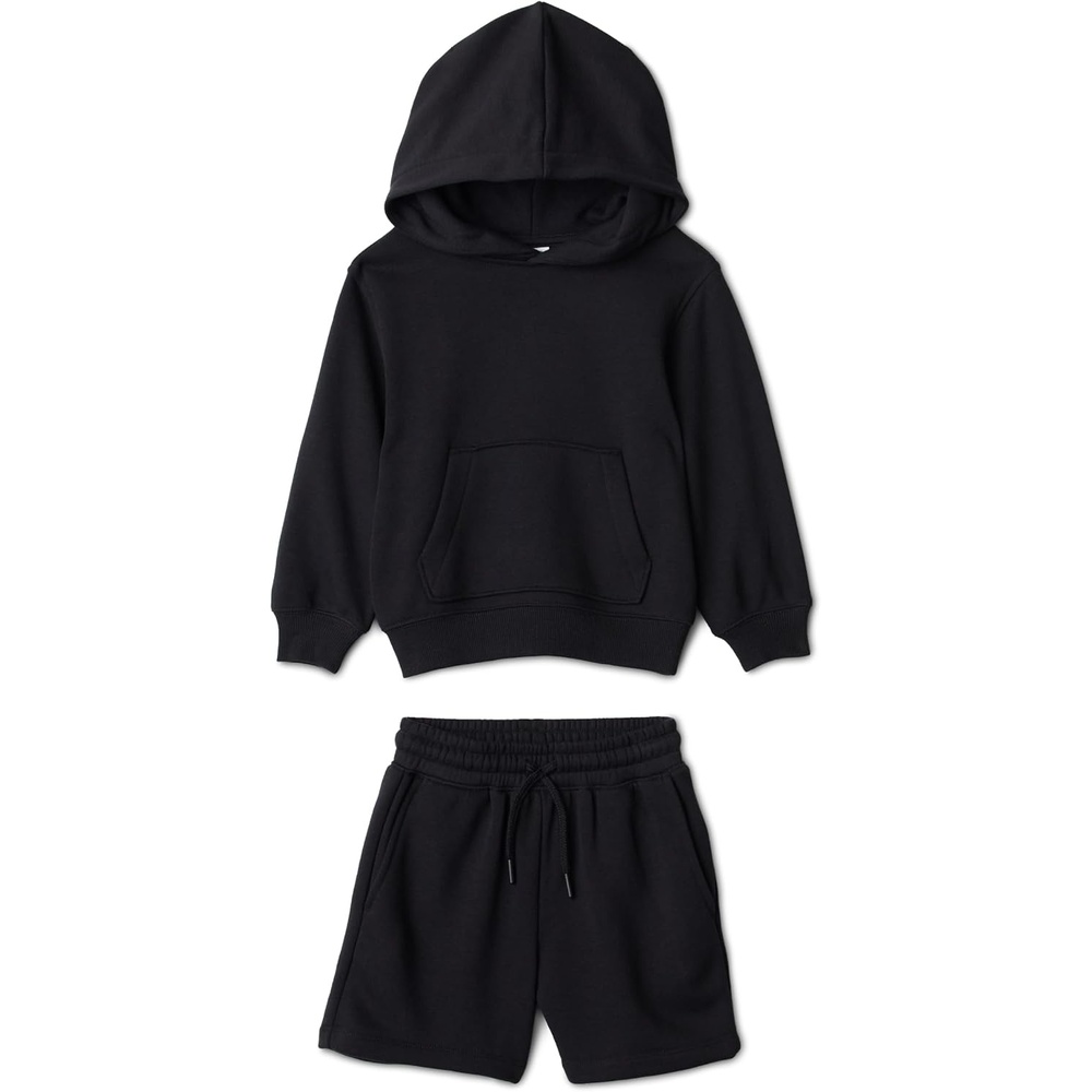 image:imageAmazon Essentials Boys and Toddlers French Terry Hoodie and Shorts Set with Kangaroo Pocket MultipacksBlack