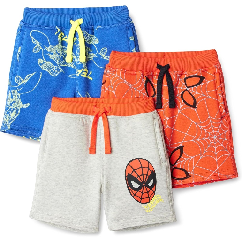 image:imageAmazon Essentials Boys and Toddlers French Terry Knit Shorts Pack of 3Spiderman