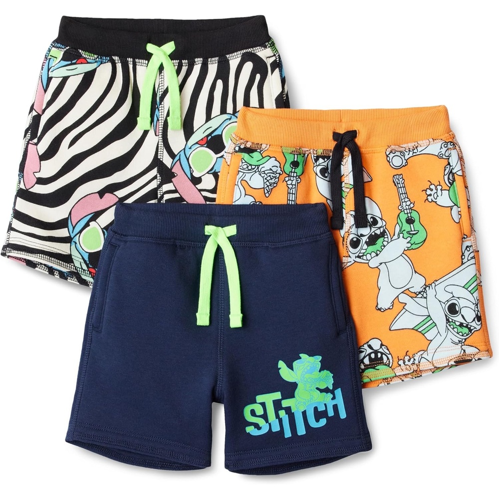 image:imageAmazon Essentials Boys and Toddlers French Terry Knit Shorts Pack of 3Stitch