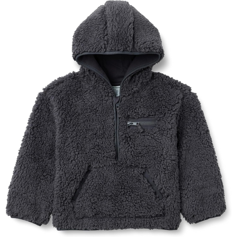 image:imageAmazon Essentials Boys and Toddlers Half Zip Sherpa Hoodie Sweatshirt with Kangaroo PocketCharcoal