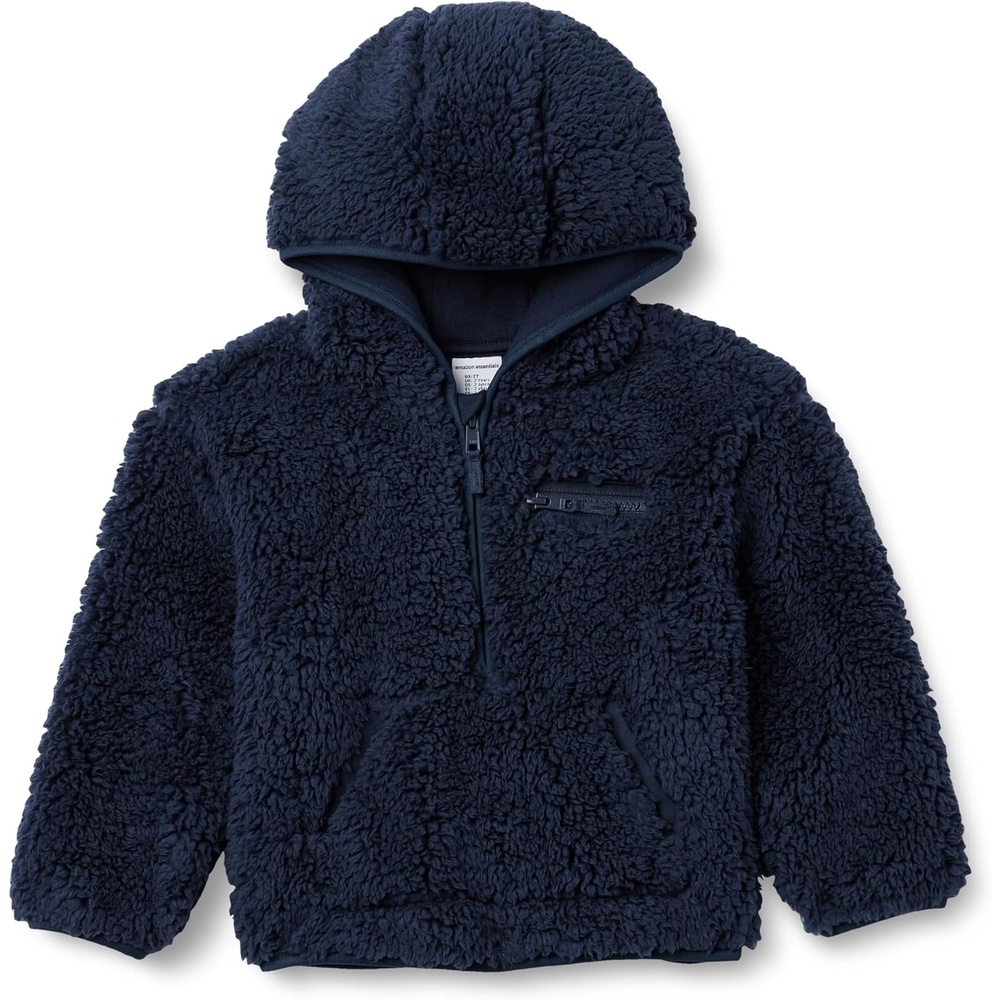 image:imageAmazon Essentials Boys and Toddlers Half Zip Sherpa Hoodie Sweatshirt with Kangaroo PocketNavy