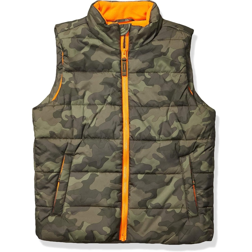 image:imageAmazon Essentials Boys and Toddlers Heavyweight Full Zip Outerwear Puffer VestMilitary Green Camouflage