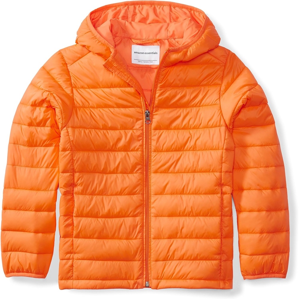 image:imageAmazon Essentials Boys and Toddlers Lightweight WaterResistant Packable Hooded Insulated Puffer JacketBright Orange