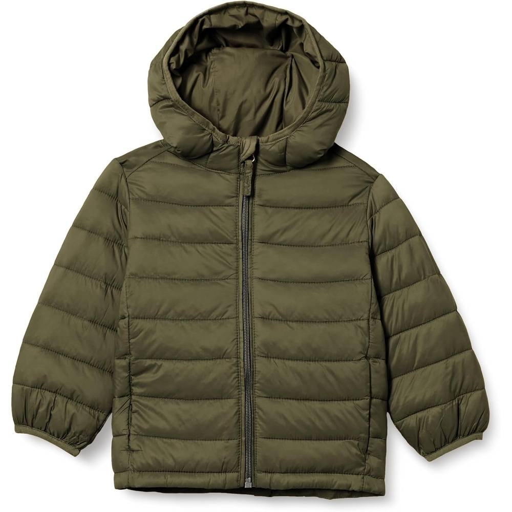 image:imageAmazon Essentials Boys and Toddlers Lightweight WaterResistant Packable Hooded Insulated Puffer JacketDark Olive